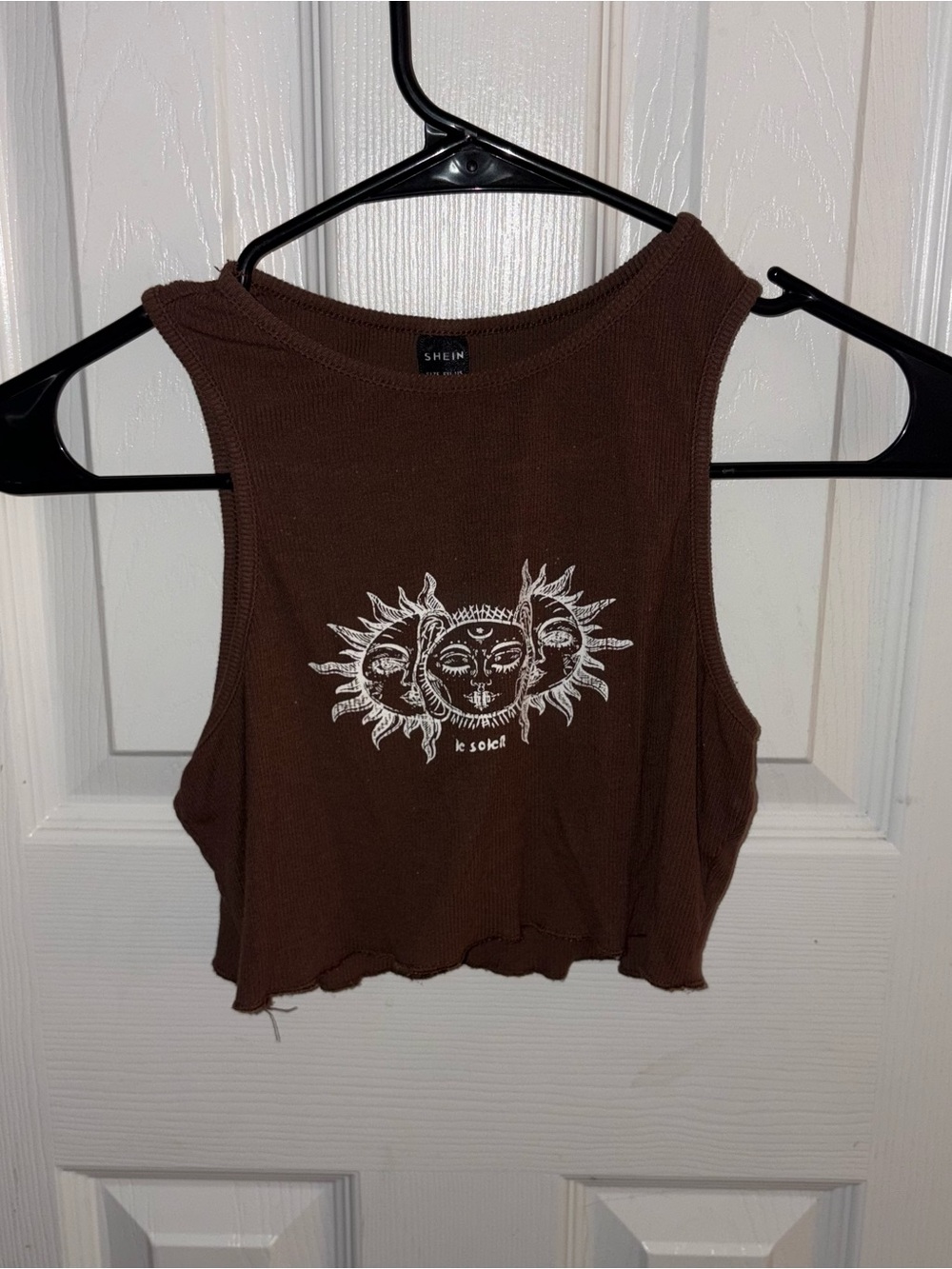 SHEIN Brown Graphic Cropped Tank Top